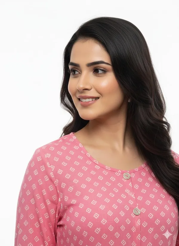 Pink_Rayon_Cotton_Mix_Printed_Frock_Kurti_For_Women