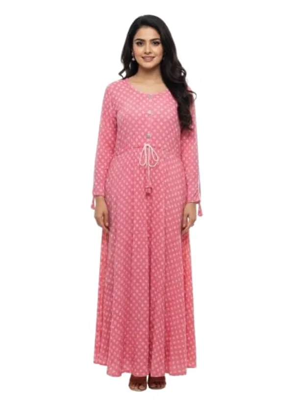 Pink_Rayon_Cotton_Mix_Printed_Frock_Kurti_For_Women
