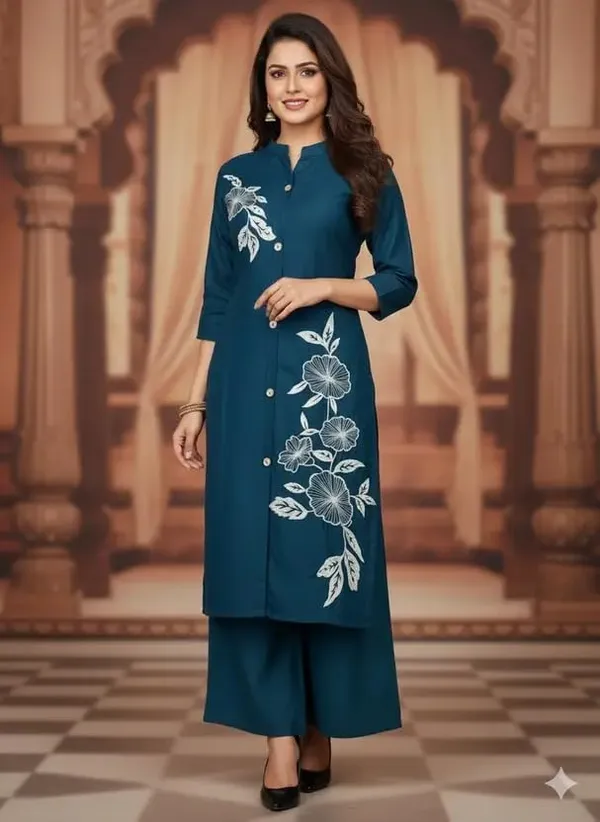 Blue_Cotton_Top_Plazzo_Set_For_Women