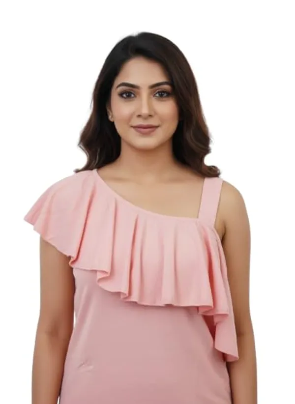Pink_Polyester_One_Shoulder_Crop_Top_For_Women