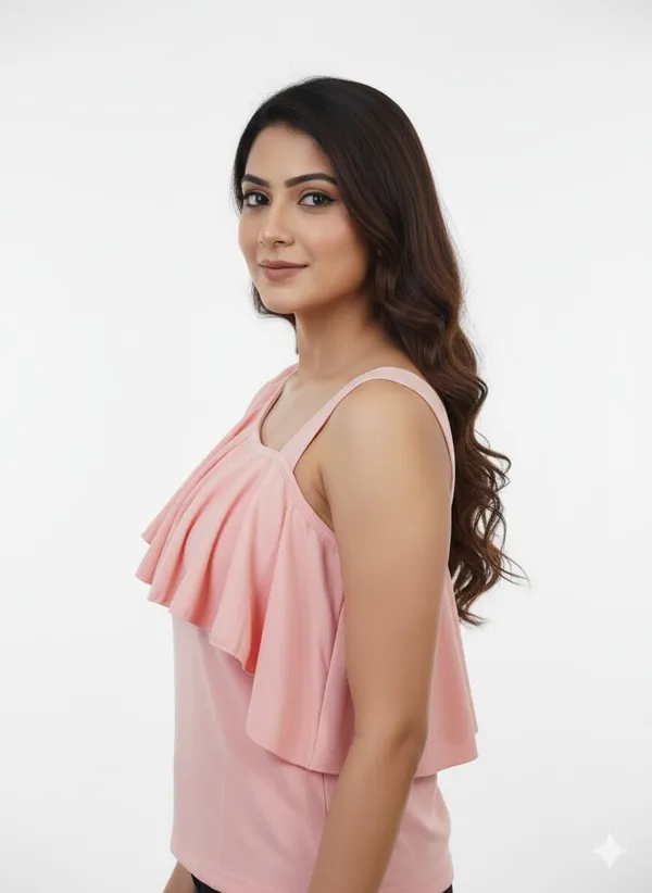 Pink_Polyester_One_Shoulder_Crop_Top_For_Women