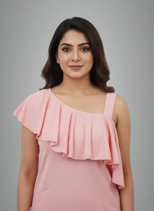 Pink_Polyester_One_Shoulder_Crop_Top_For_Women