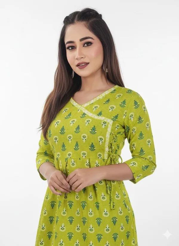 Green_Cotton_Short_Kurti_For_Women
