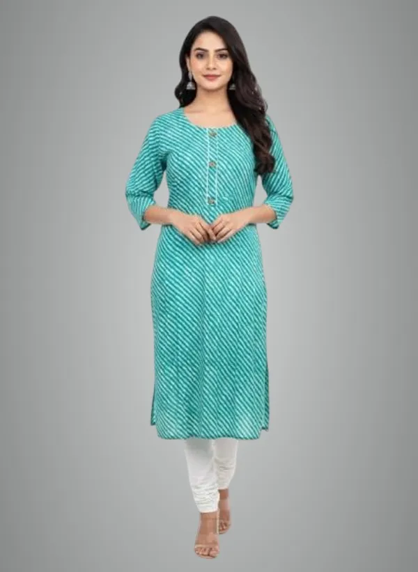 Green_Cotton_Single_Kurti_For_Women