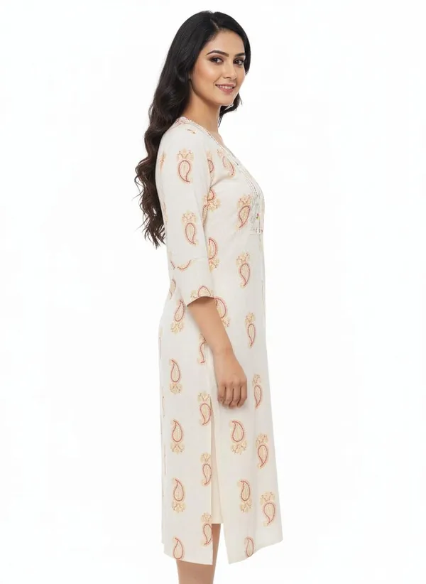 White_Cotton_Single_Kurti_For_Women