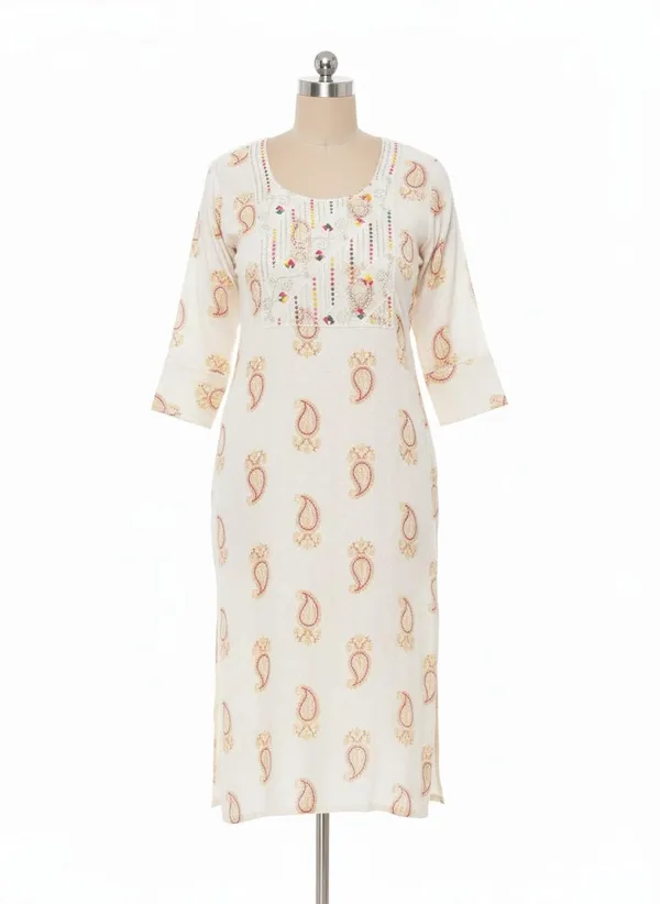 White_Cotton_Single_Kurti_For_Women