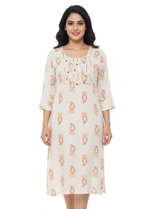 White_Cotton_Single_Kurti_For_Women