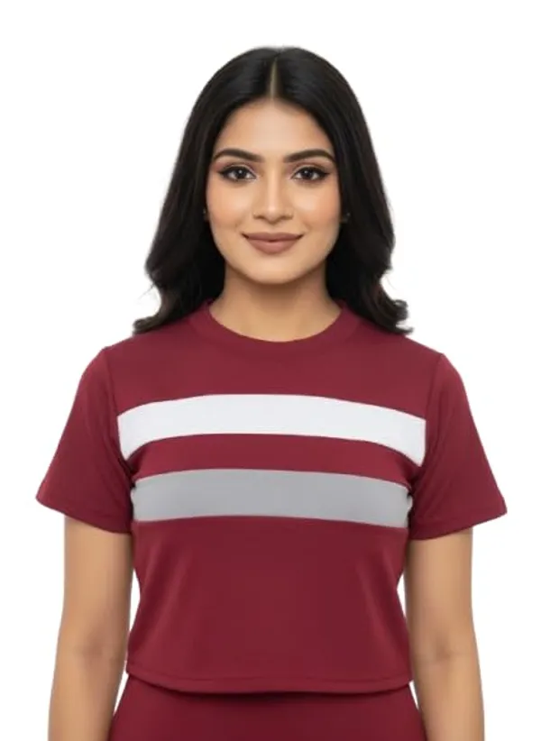 Maroon_Polyester_Off_Shoulder_Shirt,_For_Women