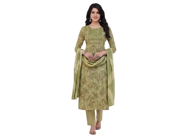 Pista_Green_Rayon_Cotton_Mix_3_Piece_Kurta_Pant_For_Women