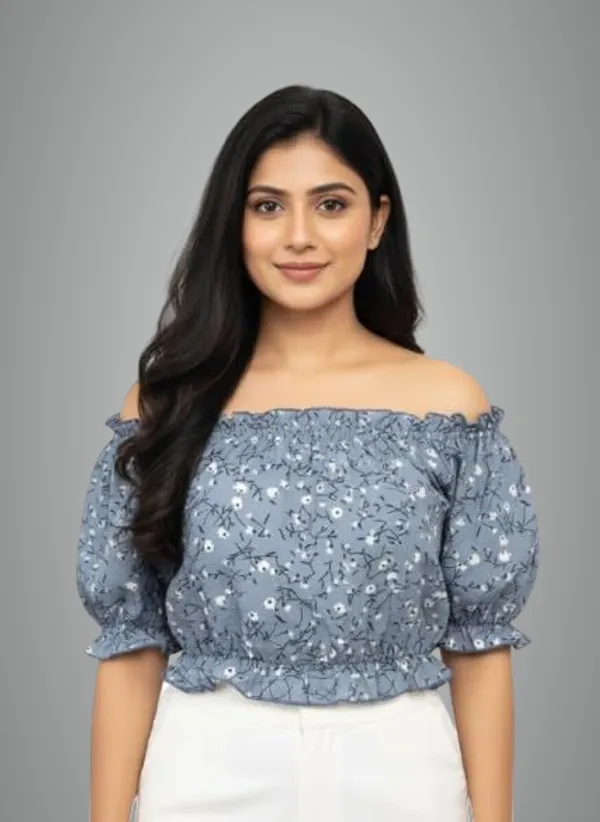 Grey_Polyester_Off-Shoulder_Crop_Top_For_Women