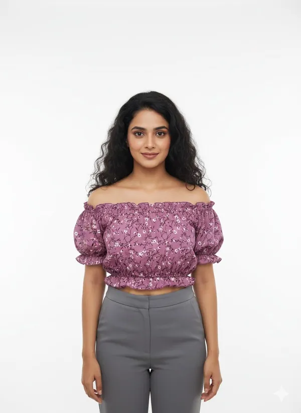 Purple_Polyester_Off-Shoulder_Crop_Top_For_Women