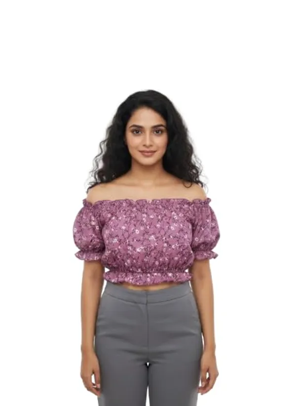 Purple_Polyester_Off-Shoulder_Crop_Top_For_Women