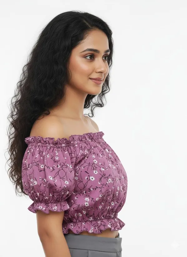 Purple_Polyester_Off-Shoulder_Crop_Top_For_Women