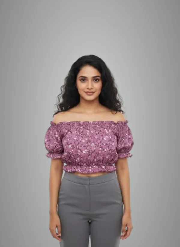 Purple_Polyester_Off-Shoulder_Crop_Top_For_Women