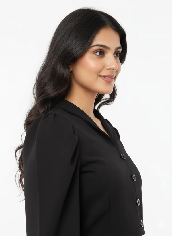 Black_Polyester_Off_Shoulder_Shirt_For_Women