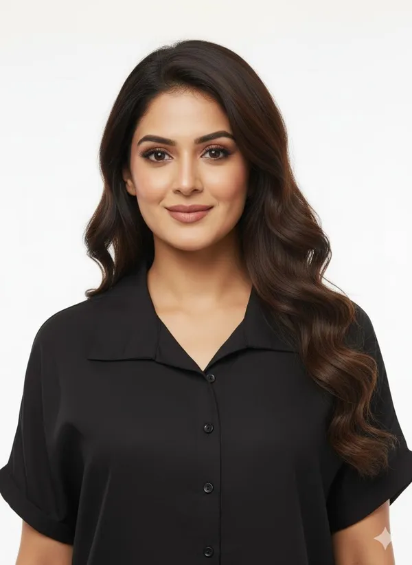 Black_Polyester_Off_Shoulder_Shirt_For_Women
