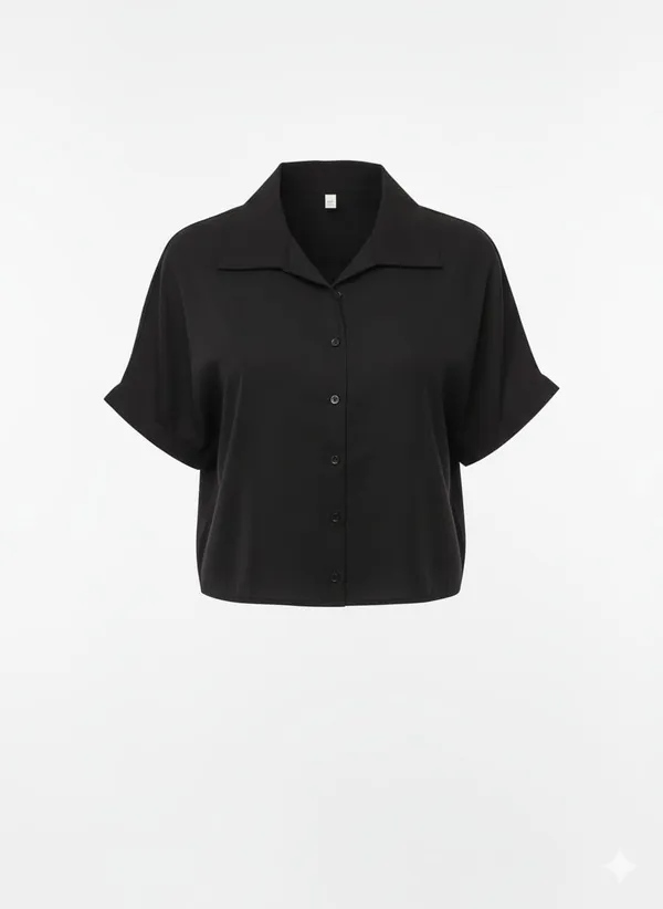 Black_Polyester_Off_Shoulder_Shirt_For_Women