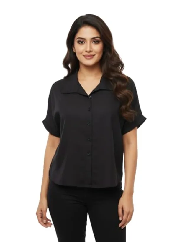 Black_Polyester_Off_Shoulder_Shirt_For_Women