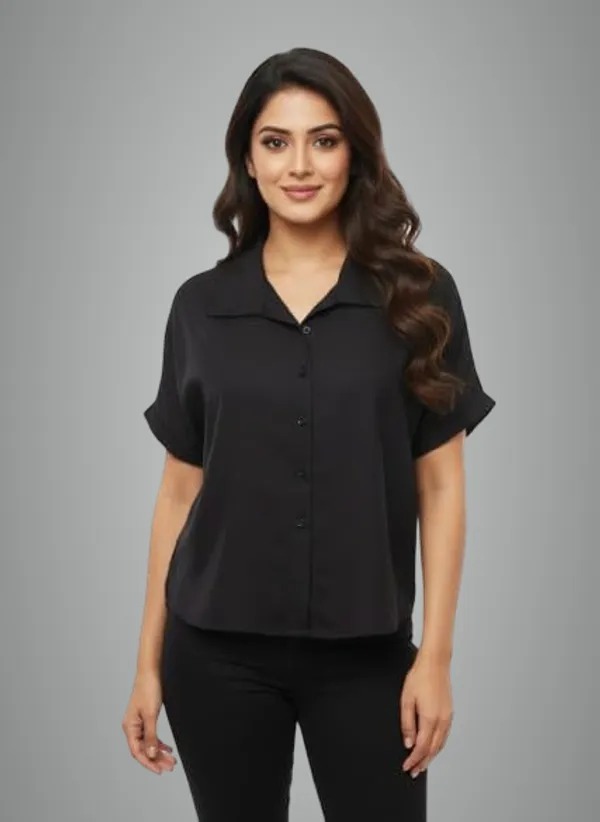 Black_Polyester_Off_Shoulder_Shirt_For_Women
