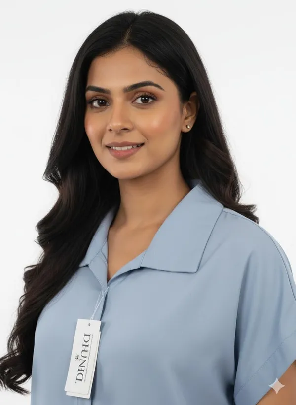 Sky_Blue_Polyester_Off_Shoulder_Shirt_For_Women