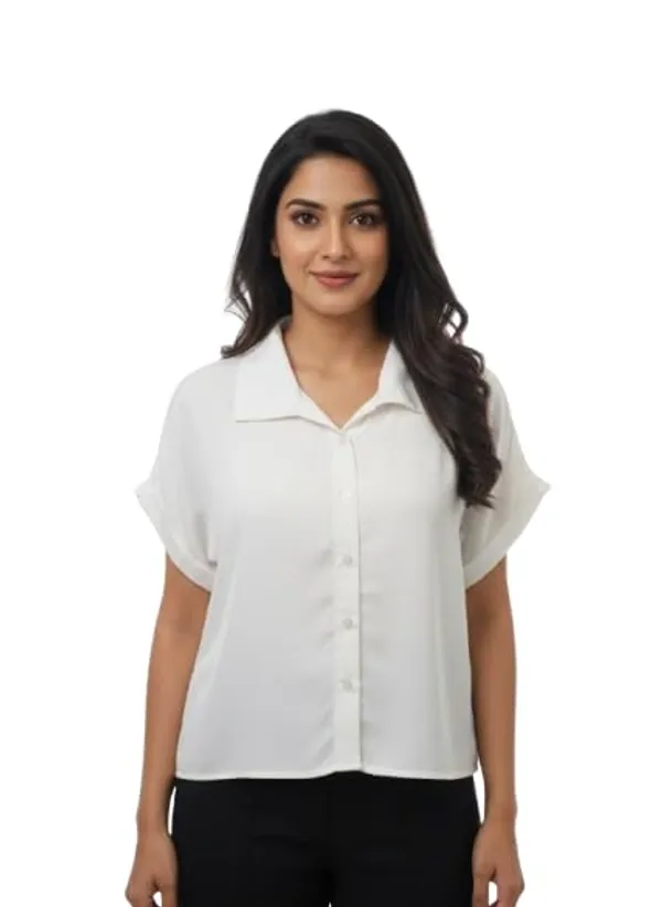 White_Polyester_Off_Shoulder_Shirt_For_Women