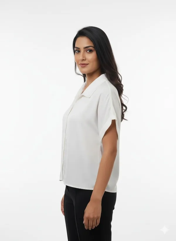 White_Polyester_Off_Shoulder_Shirt_For_Women
