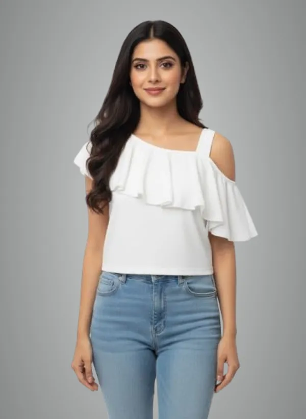 White_Polyester_One_Shoulder_For_Women
