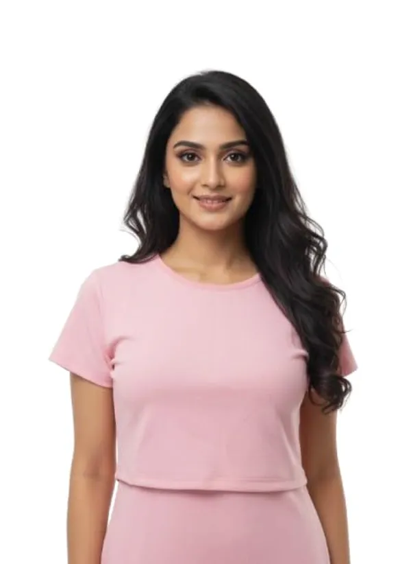 Pink_Polyester_Crop_Top_For_Women