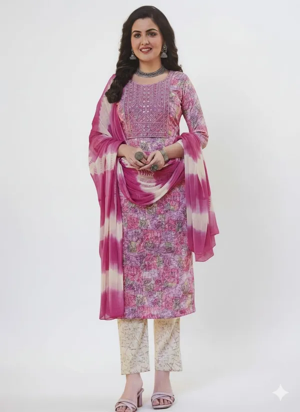 Pink_Rayon_Cotton_Mix_3_Piece_Kurta_Pant_Dupatta_Set_For_Women