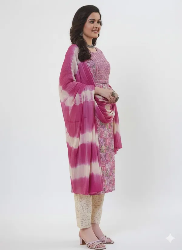 Pink_Rayon_Cotton_Mix_3_Piece_Kurta_Pant_Dupatta_Set_For_Women