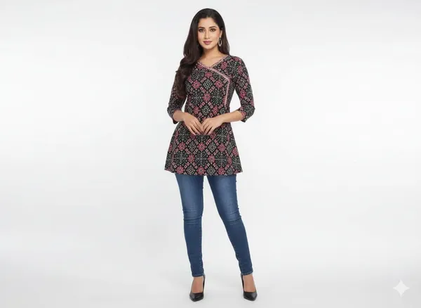 Black_Cotton_Short_Kurti_For_Women