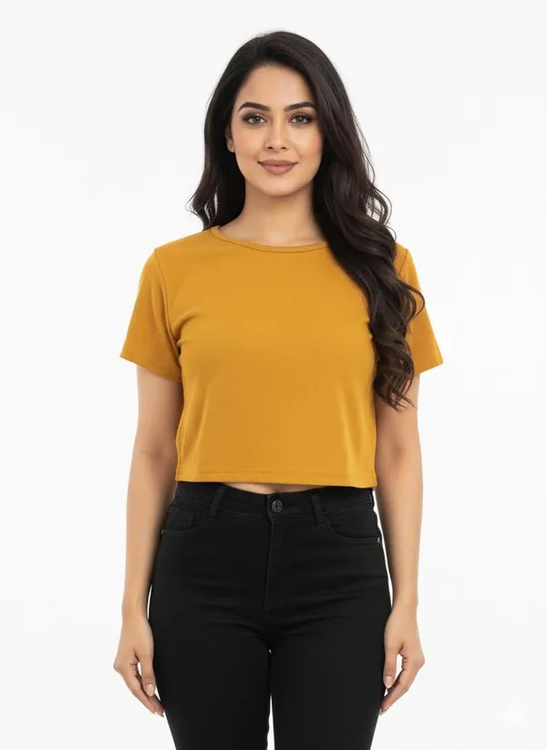 Yellow_Polyester_Crop_Top_For_Women