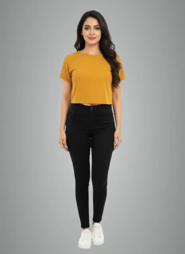 Yellow_Polyester_Crop_Top_For_Women