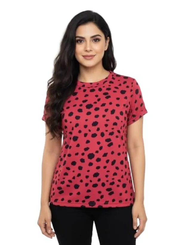 Red_Polyester_Short_Sleeve_Crop_Top_For_Women