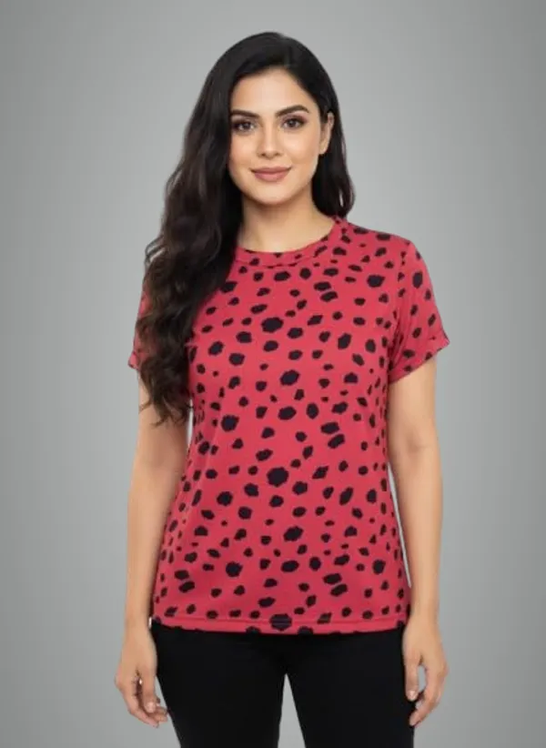 Red_Polyester_Short_Sleeve_Crop_Top_For_Women