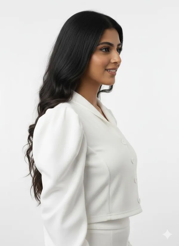 White__Polyester_Short_Sleeve_Crop_Top_For_Women