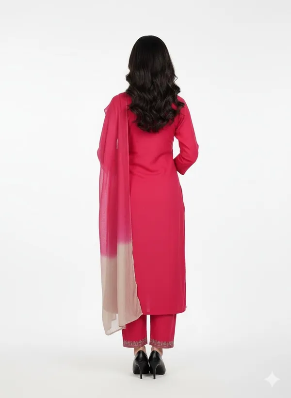 Red_Rayon_Cotton_Mix_3_Piece_Kurta_Pant_For_Women