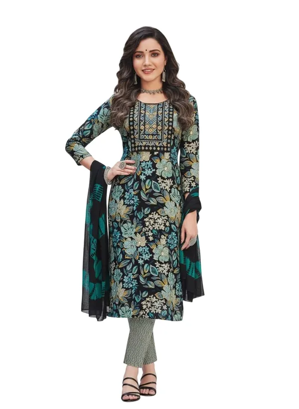 Dark_Green_Coton_Kurta_Pant_Set_For_Women