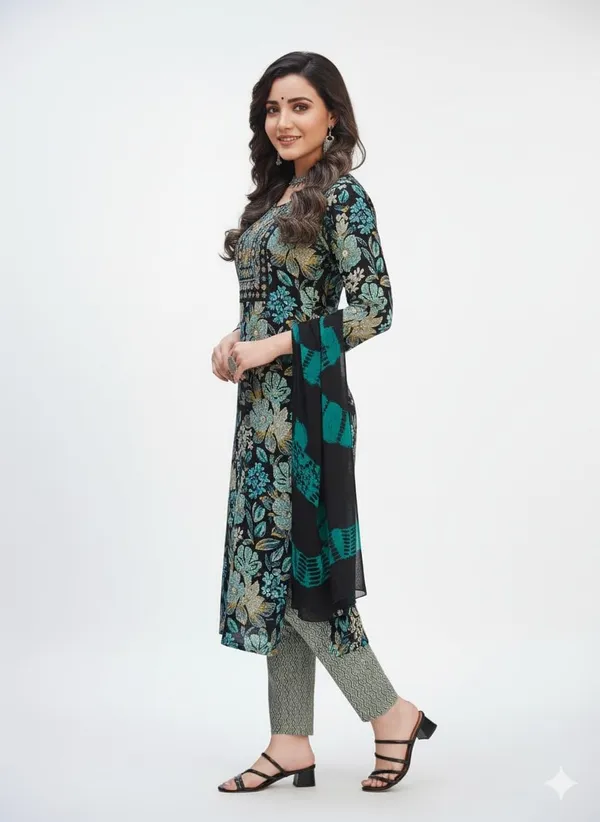 Dark_Green_Coton_Kurta_Pant_Set_For_Women