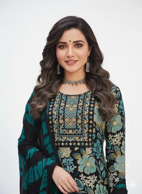 Dark_Green_Coton_Kurta_Pant_Set_For_Women