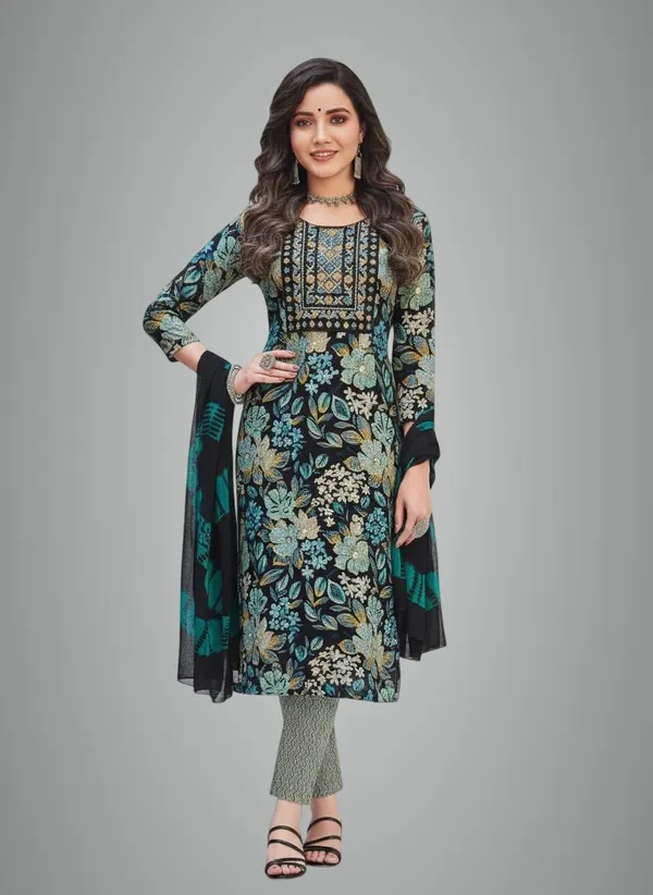Dark_Green_Coton_Kurta_Pant_Set_For_Women