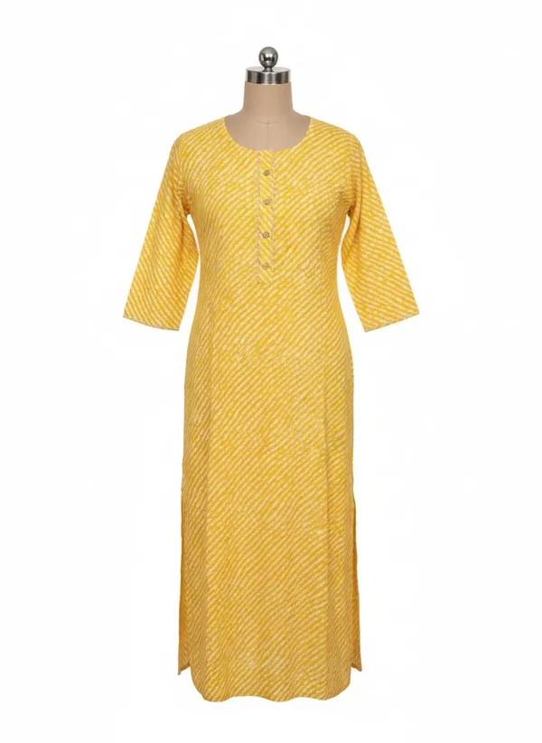 Yellow_Cotton_Single_Kurti_For_Women