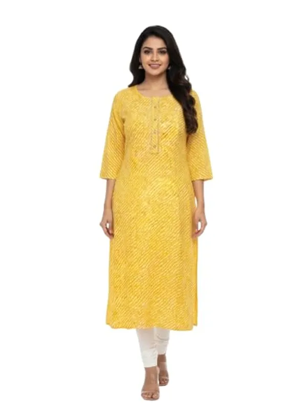Yellow_Cotton_Single_Kurti_For_Women