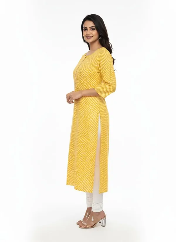 Yellow_Cotton_Single_Kurti_For_Women