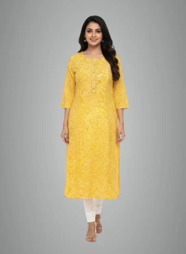 Yellow_Cotton_Single_Kurti_For_Women