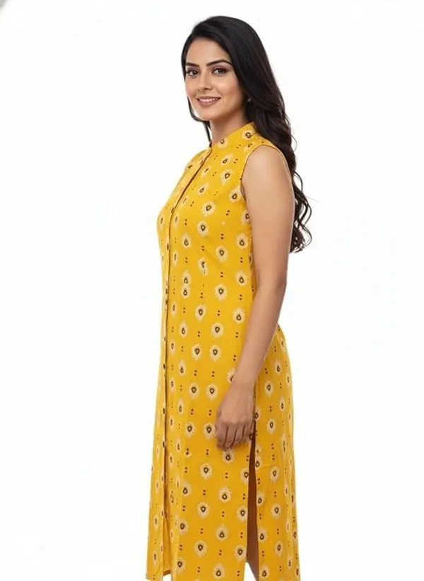 Yellow_Cotton_Single_Kurti_For_Women