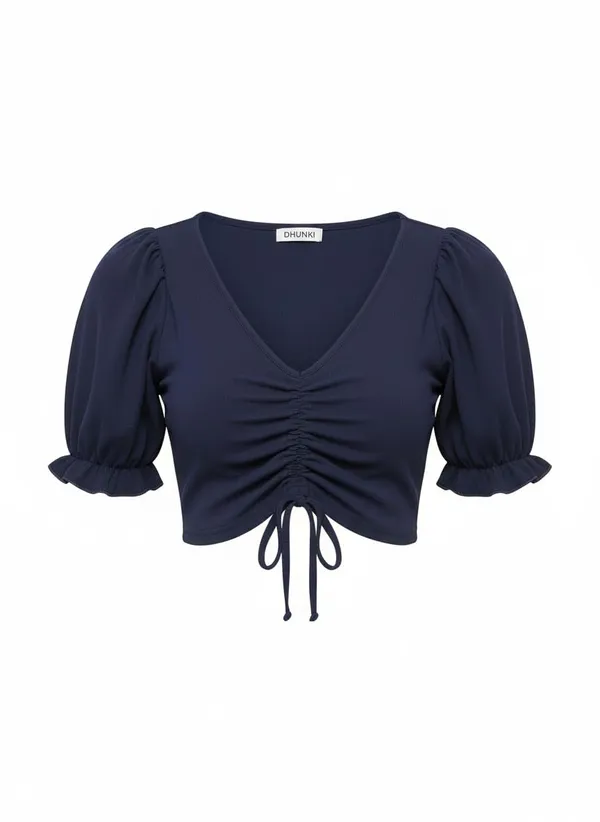 Navy_Blue_Polyester_Crop_Top_For_Women
