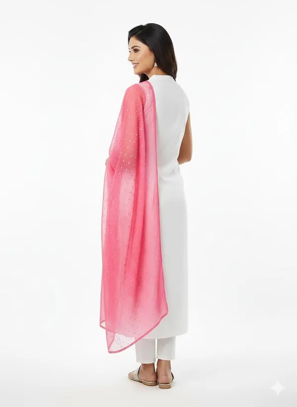 White_Pink_Cotton_Kurta_Pant_Dupatta_Set,_For_Women