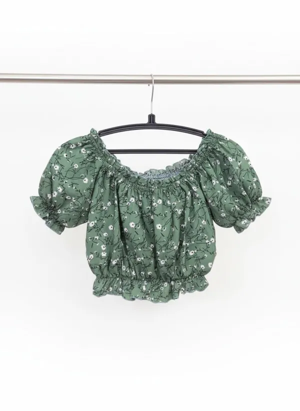 Green_Polyester_Off-Shoulder_Crop_Top_For_Women