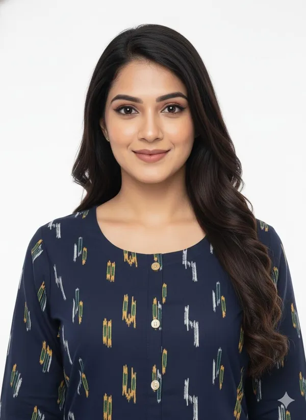 Navy_Blue_Cotton_Single_Kurti_For_Women